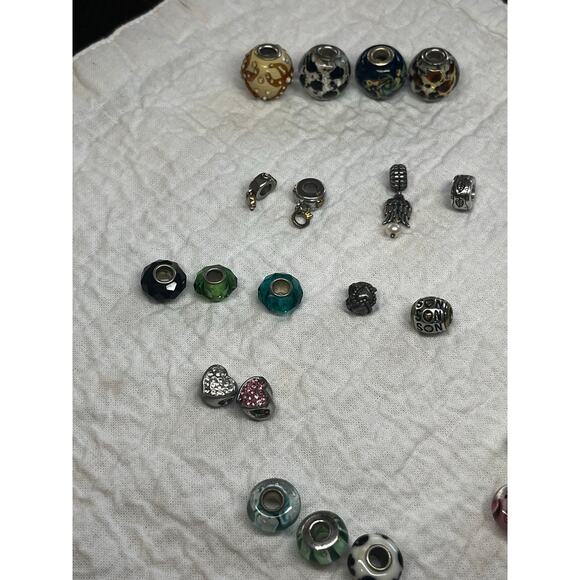 31 slide charms unknown maker - some have makers mark + bracelet + Pandora cord - Picture 10 of 11